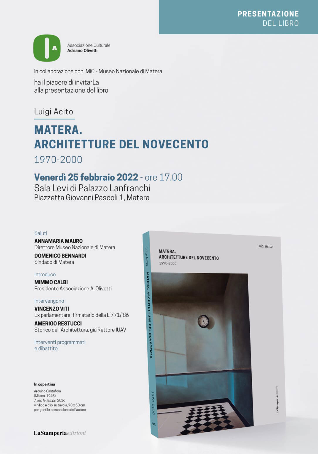 Presentazione del libro "Matera. Achitetture del Novecento 1970-2000" a Palazzo Lanfranchi
