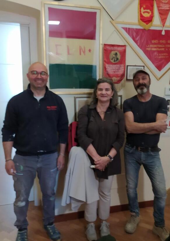 Da sinistra a destra: Antonio Colucci di New Interni, la direttrice dei lavori Dora Capozza, e il maestro edile Saverio Acquasanta.